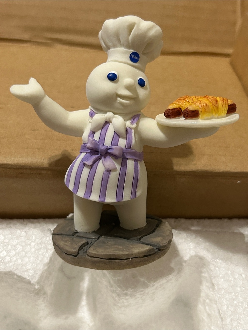 Pillsbury 1997 Doughboy Figurine with Purple Striped Apron - JUNE -